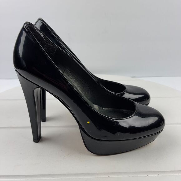 Stuart Weitzman Shoes Women 5.5M Stilts Platform Black Patent Leather High Heels - Picture 1 of 9